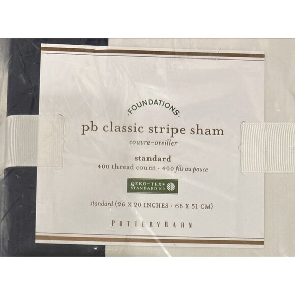 Pottery Barn Classic Stripe TWIN Duvet Cover & Standard Sham  Navy Blue / White - Picture 3 of 5